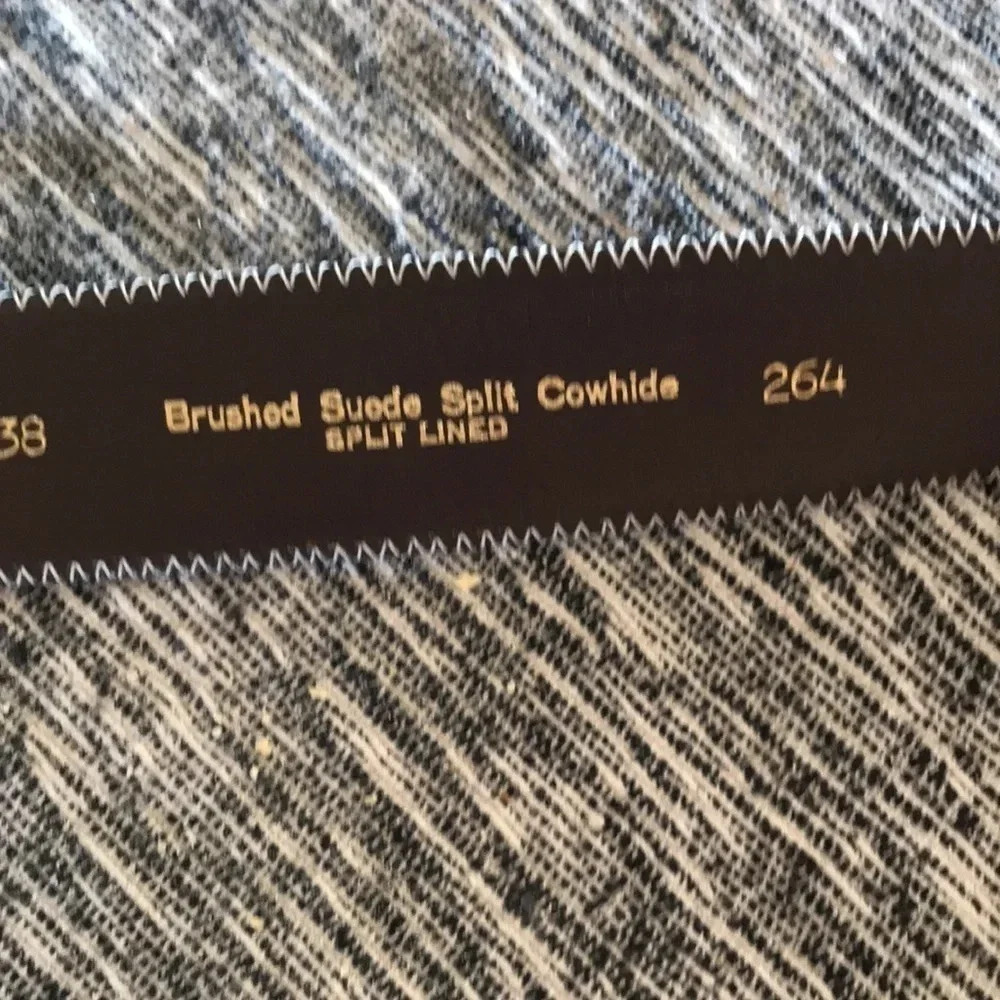 BTS vintage solid brass belt buckle with brushed suede split cowhide belt 38 - Picture 4 of 6